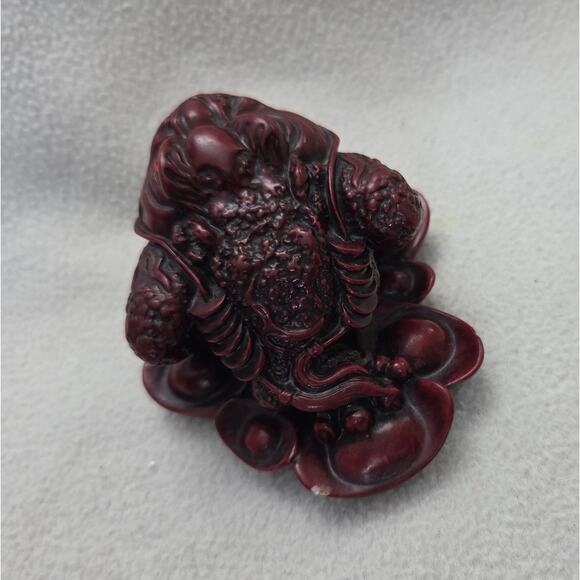 Chinese Red Resin FROG 3 Legged Feng Shui Toad Figurine Red Eyes Money - Picture 6 of 13
